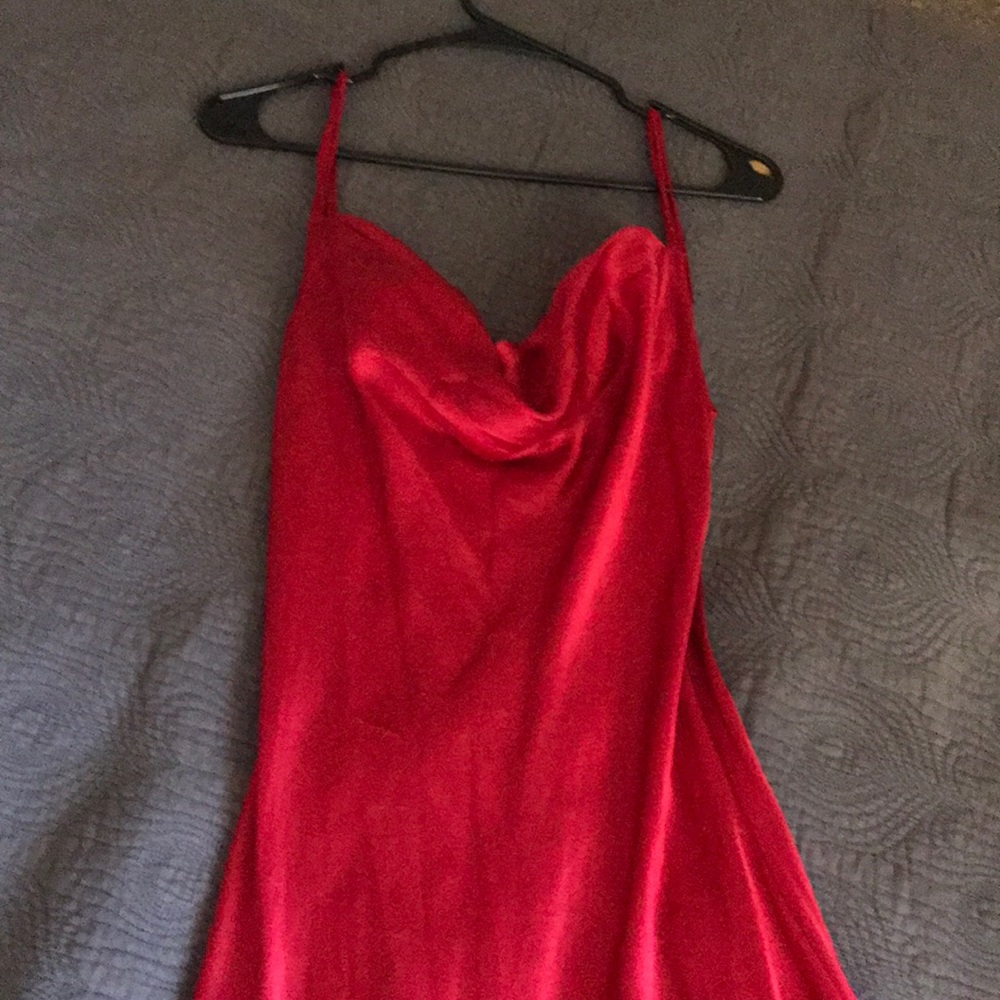 00’s red silky slip maxi dress - Size 10